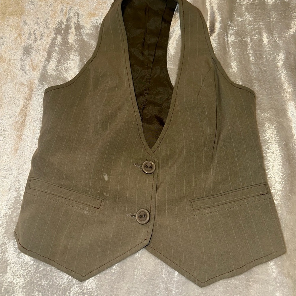 Vintage Olive Button Down Vest